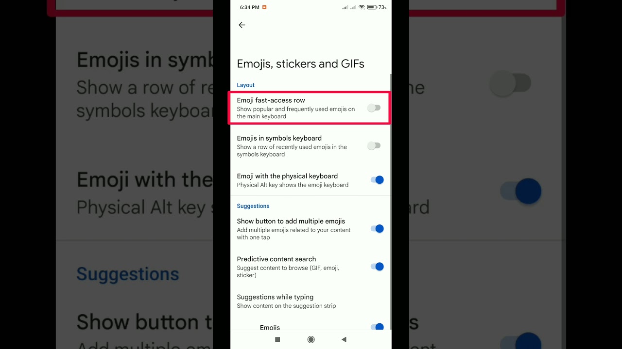 How To Enable emoji fast access row in google keyboard | #shorts