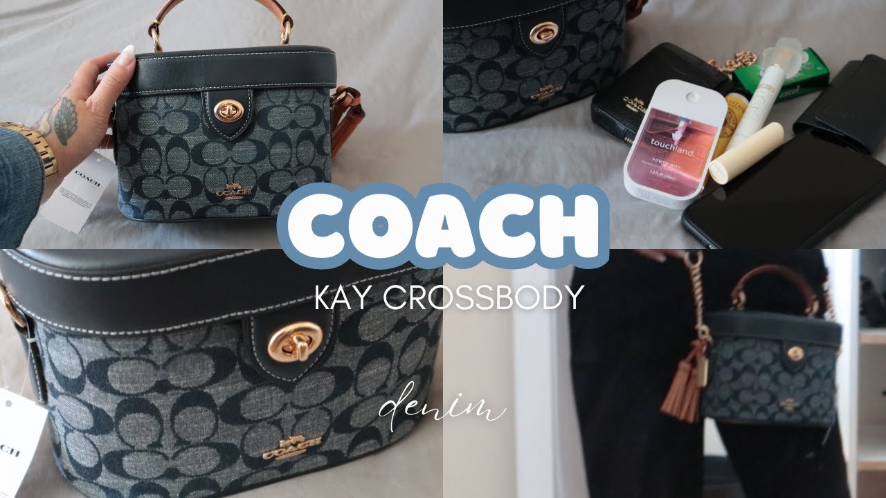 COACH UNBOXING ♡ kay crossbody chambray, try-on, what fits, comparison