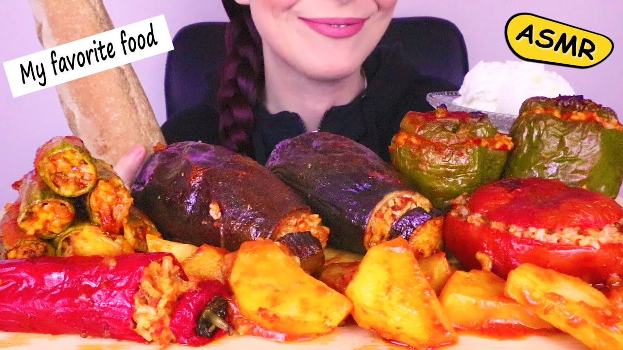 STUFFED VEGETABLES (GEMISTA / DOLMA) 🍅 | No Talking | ASMR Mukbang - 먹방 | Real Eating Sounds