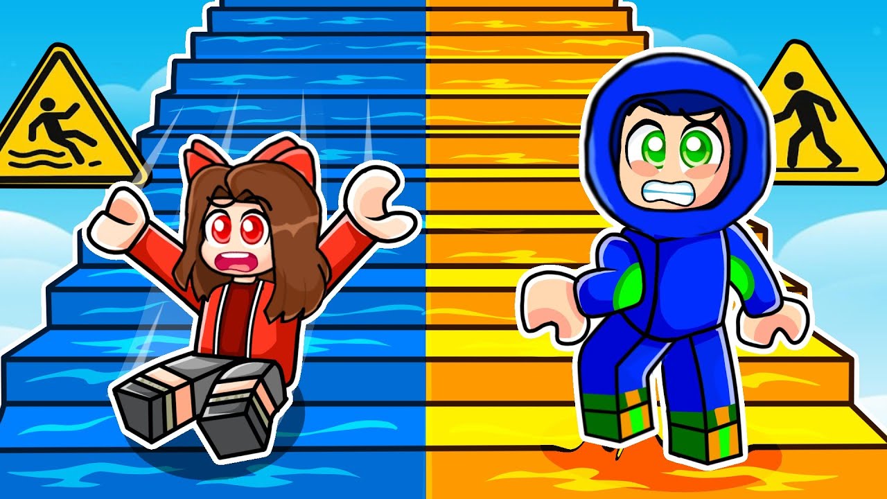 Roblox Ayush and Ekta Climbing The Slippery Stairs !!😱