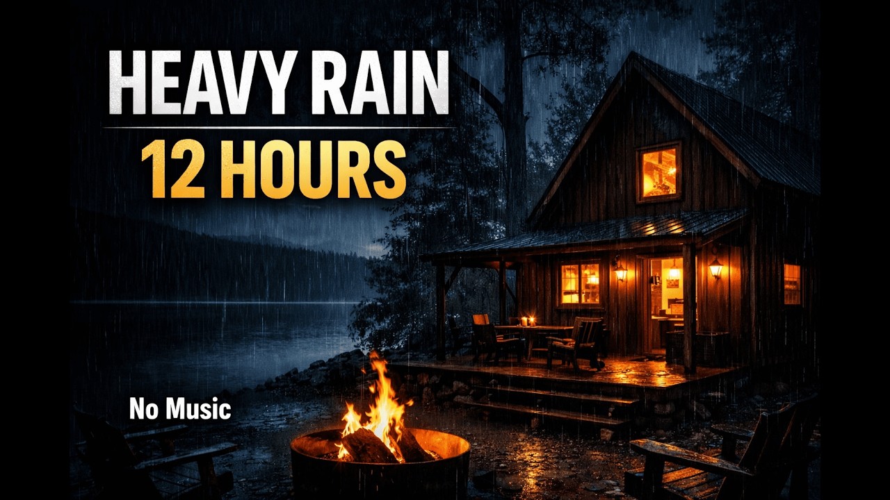 24/7 | 4K Ultra HD Canadian Cabin Rain 🇨🇦🌧️🔥 Cozy Lakeside Campfire (For TV)