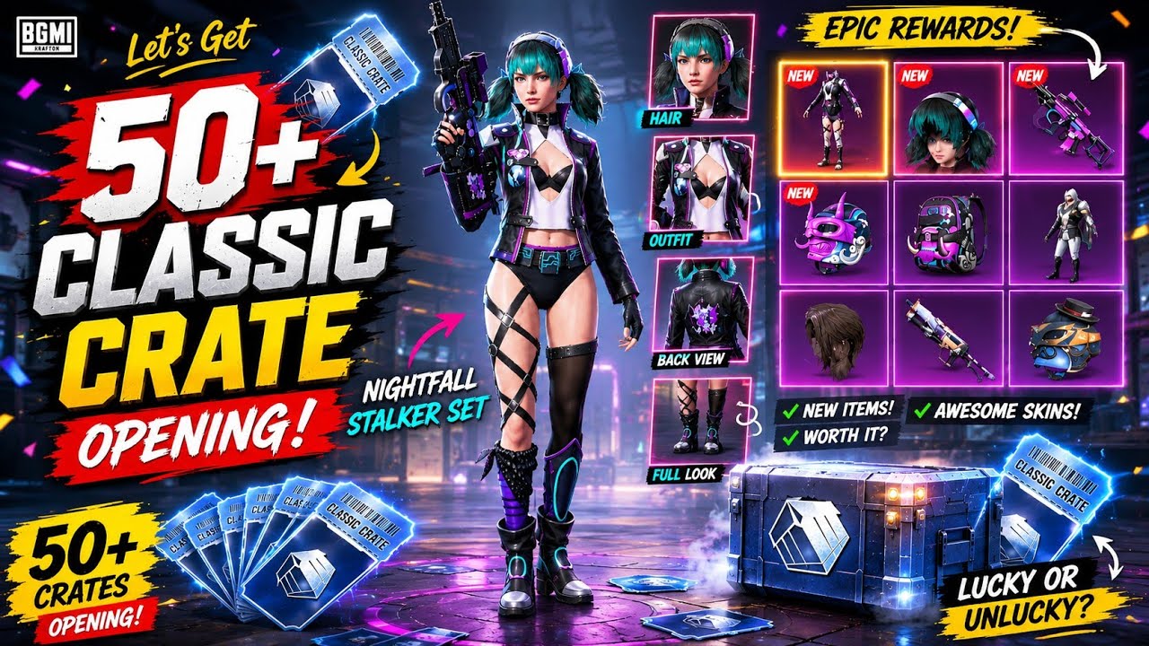 🔥 BGMI 50+ Classic Crate Opening 😱 New Classic Crate Rewards! | Bgmi Crate Opening 