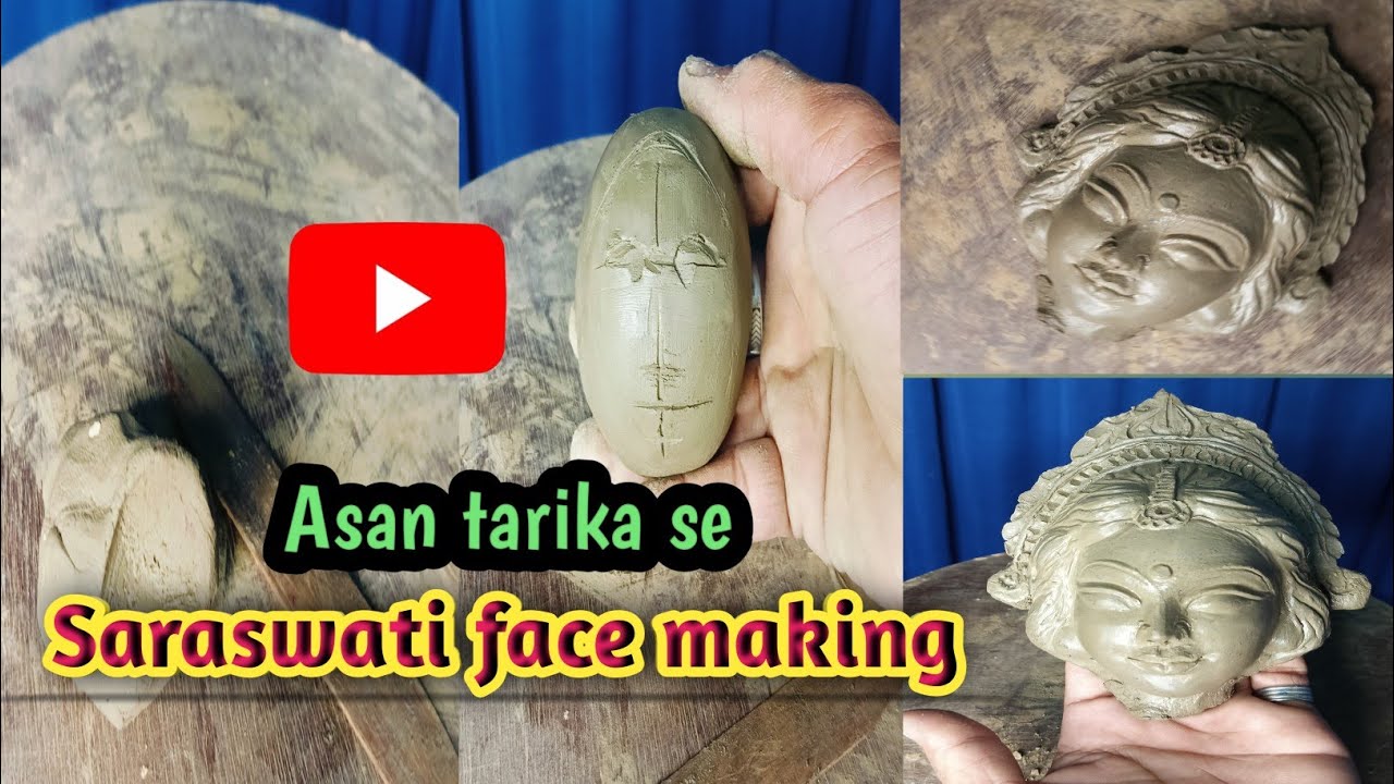 How to make Saraswati face l Saraswati face Kese Banaye l clay face making 