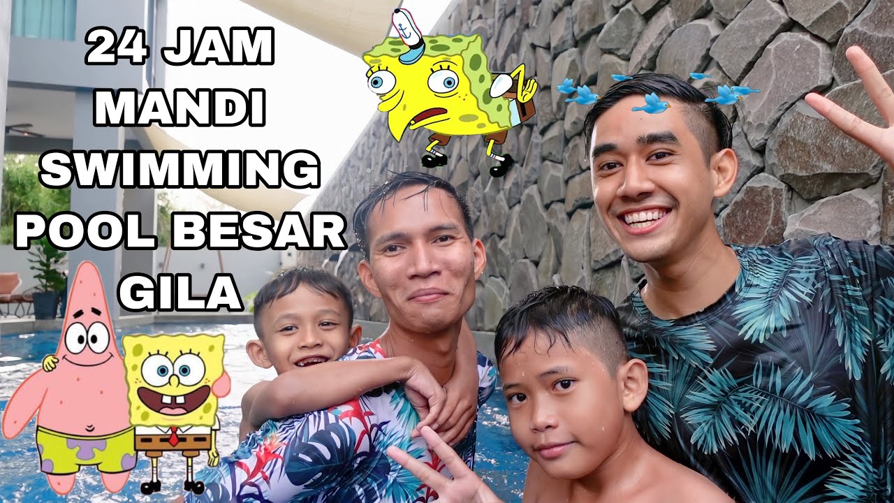 24 JAM MANDI SWIMMING POOL BESAR GILA 😱