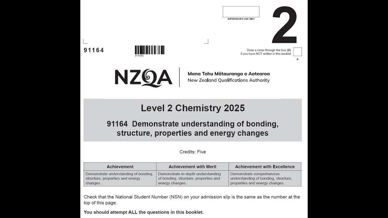 Complete NCEA L2 Chemistry Bonding 2025 – Full Worked Answers (AS 91164)