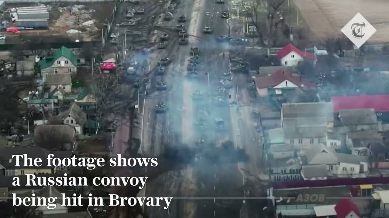 Ukraine destroy Russian tank column in Brovary near Kyiv   Russia Ukraine war