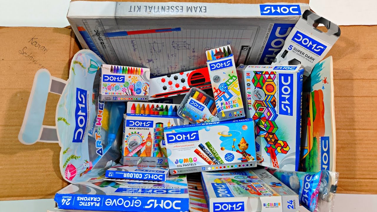 Best Doms Stationery Items, Oil Pastel, Exam Essential Kit, Plastic Crayons, Water Colour, Pencil