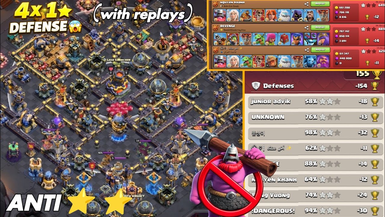 4X 1-STAR DEFENSE! 😱 | UNBEATABLE TH18 Legend League Base | 5300+ Trophies Th18 Base | Th18 Cwl base