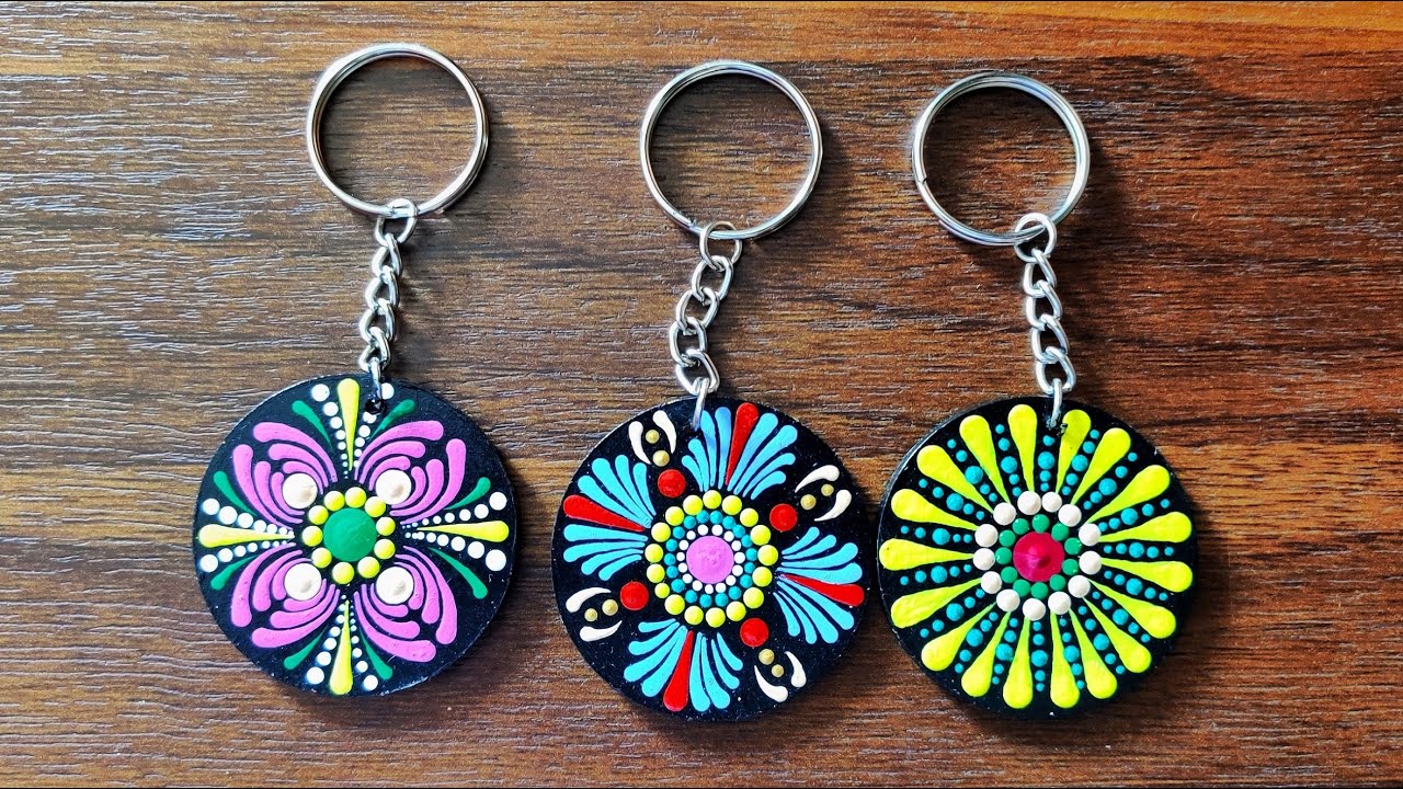 Handmade dot mandala keychains | Dot mandala for beginners | Handmade keychains