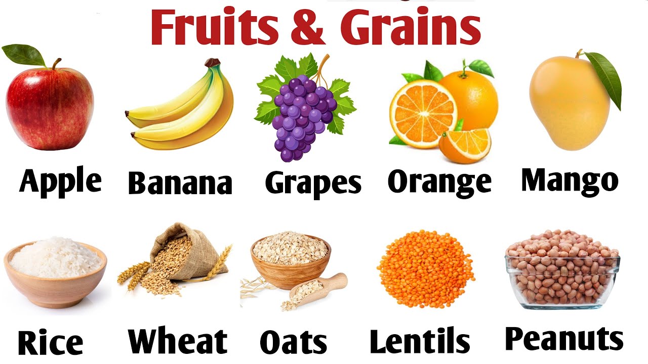 100 Fruits & Grains Vocabulary | Common Food Name | English Food Vocabulary