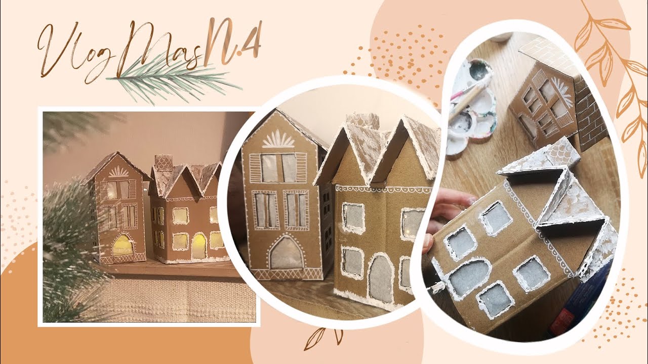 VlogMas 4 🎄DIY CASITAS de JENGIBRE con CARTÓN y LUZ | Shanti Irene