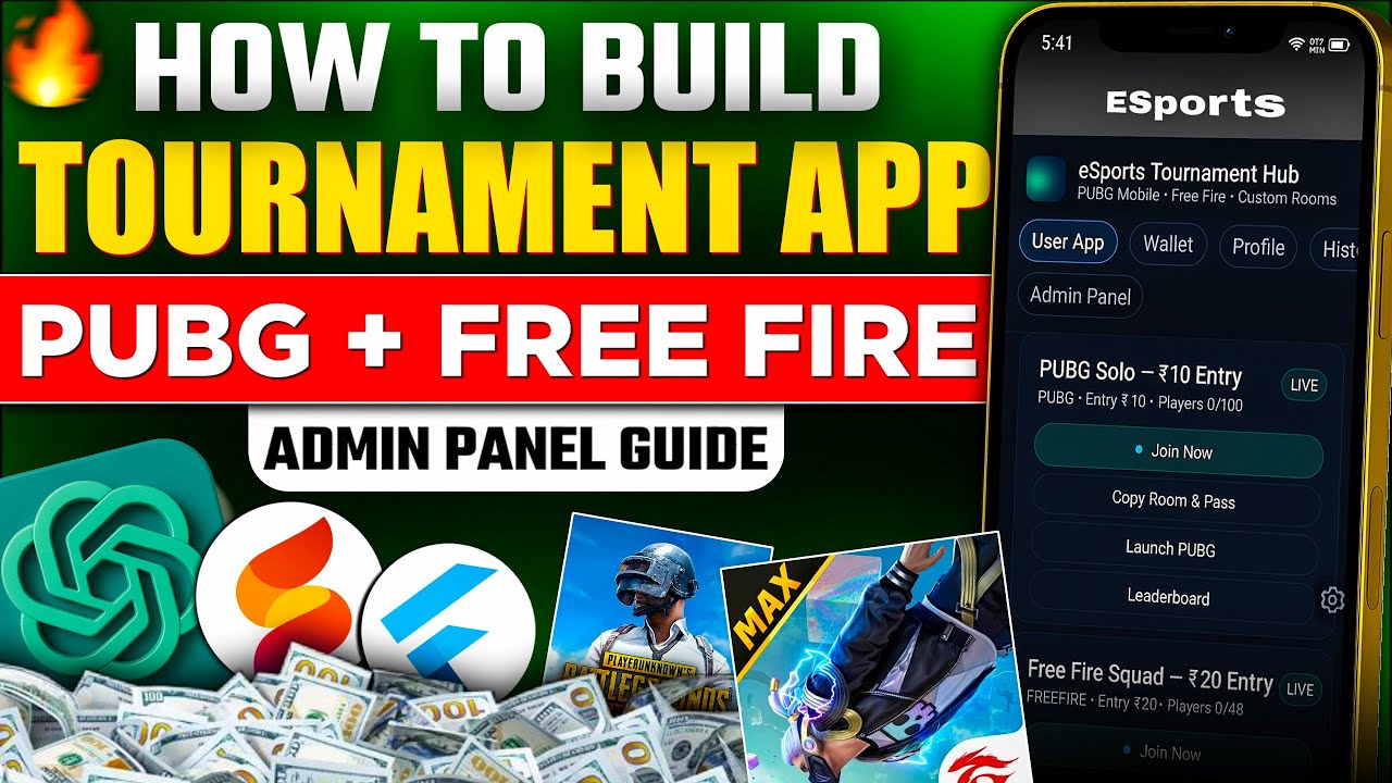 PUBG & Free Fire Tournament App Full Guide | Features + Admin Panel Explained