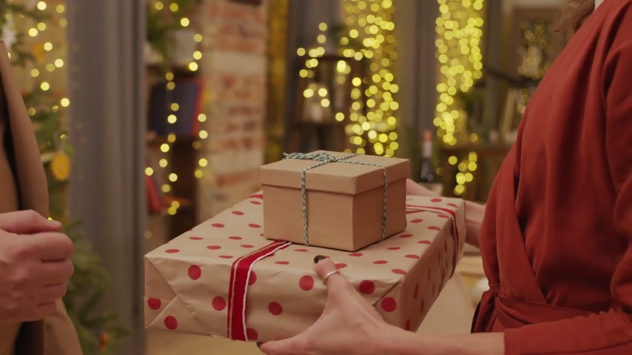 Giving gift stock footage no copyright