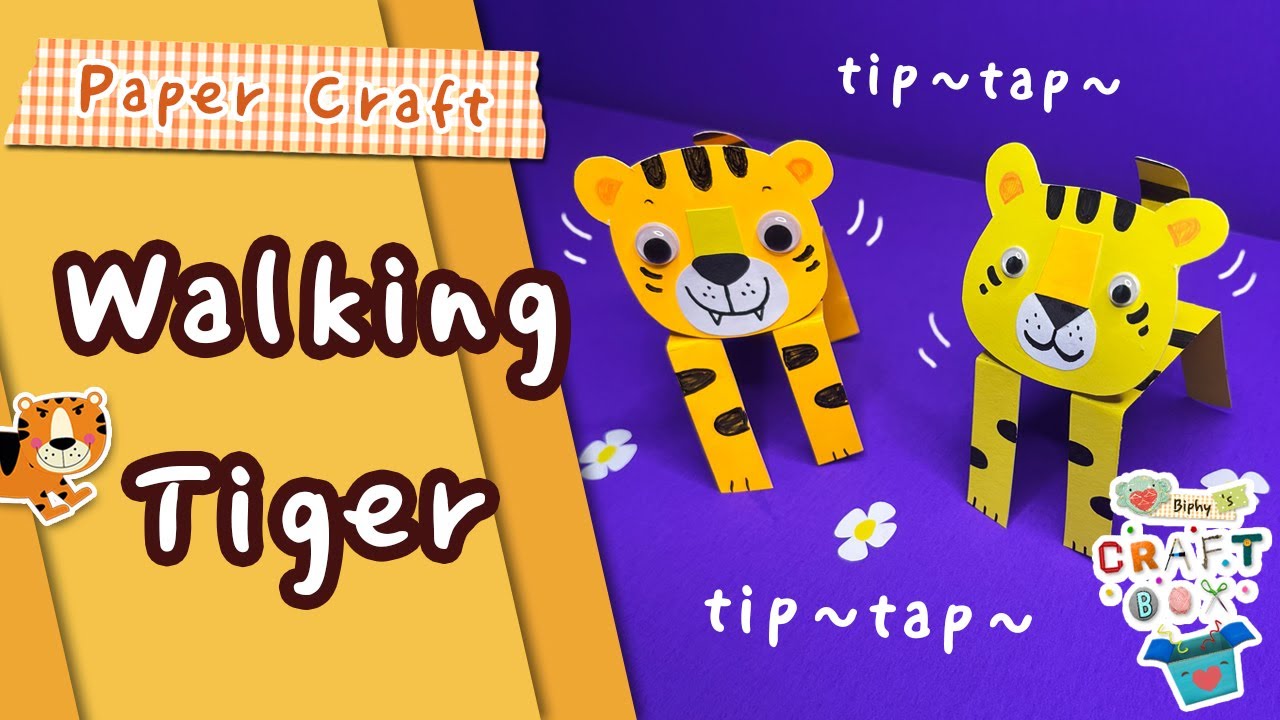Paper Tiger Walking Craft for Kids 🐯✨ Easy Moving Paper Doll 🎁 BiPhy’s Craft Box ✂️