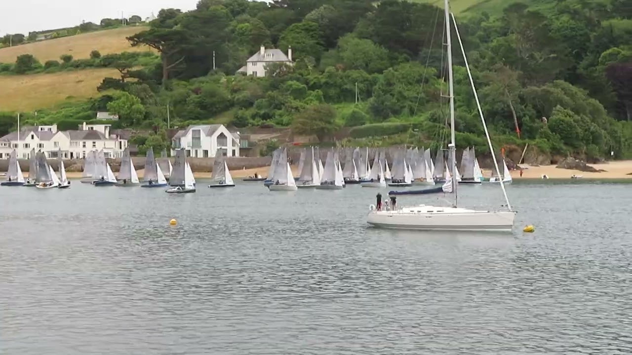 Salcombe Gin Merlin Rocket Week 2024 Monday Morning Race Start (by Malcolm Mackley)