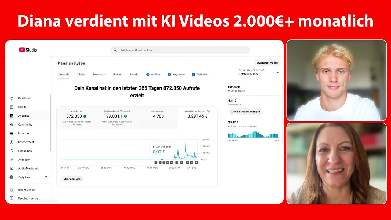 Wie Diana mit YouTube in 30 Tagen 2.000 Euro mit KI Videos verdient hat (mit 50 Jahren)