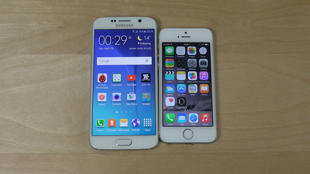 Samsung Galaxy S6 vs. iPhone 5S - Opening Apps Speed Test! (4K)
