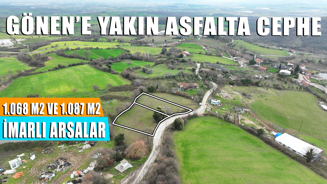 2148- Gönen Çınarpınar'da 1.087 m2 ve 1.068 m2 İmarlı Arsalar