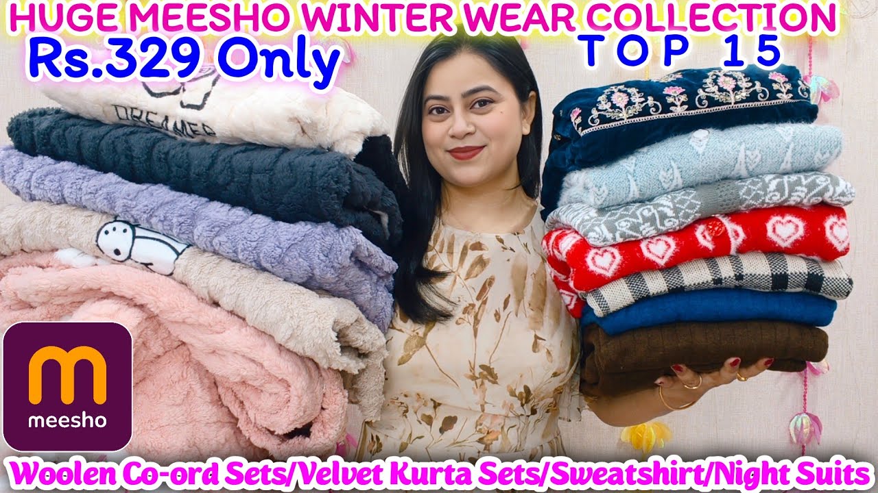 🥰Meesho TOP 15 Winter Wear Collection Starting Rs.329🥰Velvet Kurta Sets/Cardigan/Woolen Tops #meesho