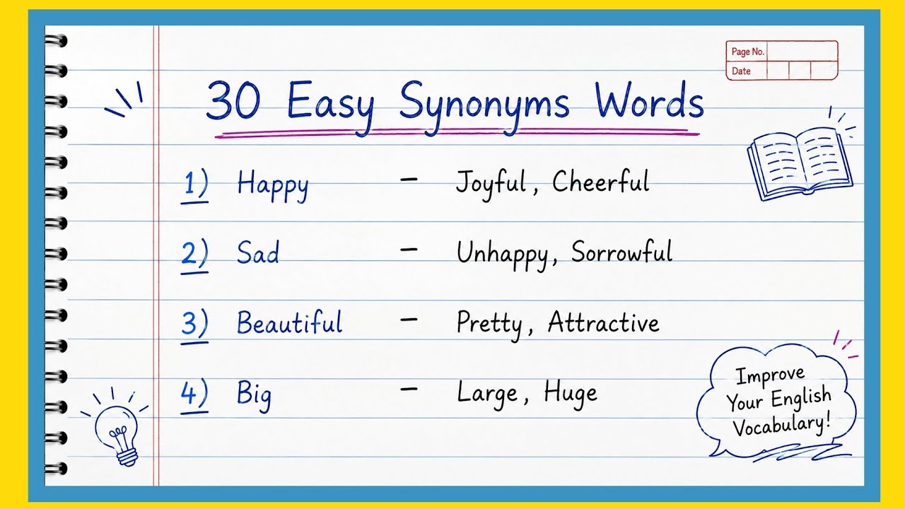 30 Easy Synonyms Words | Improve Your English Vocabulary
