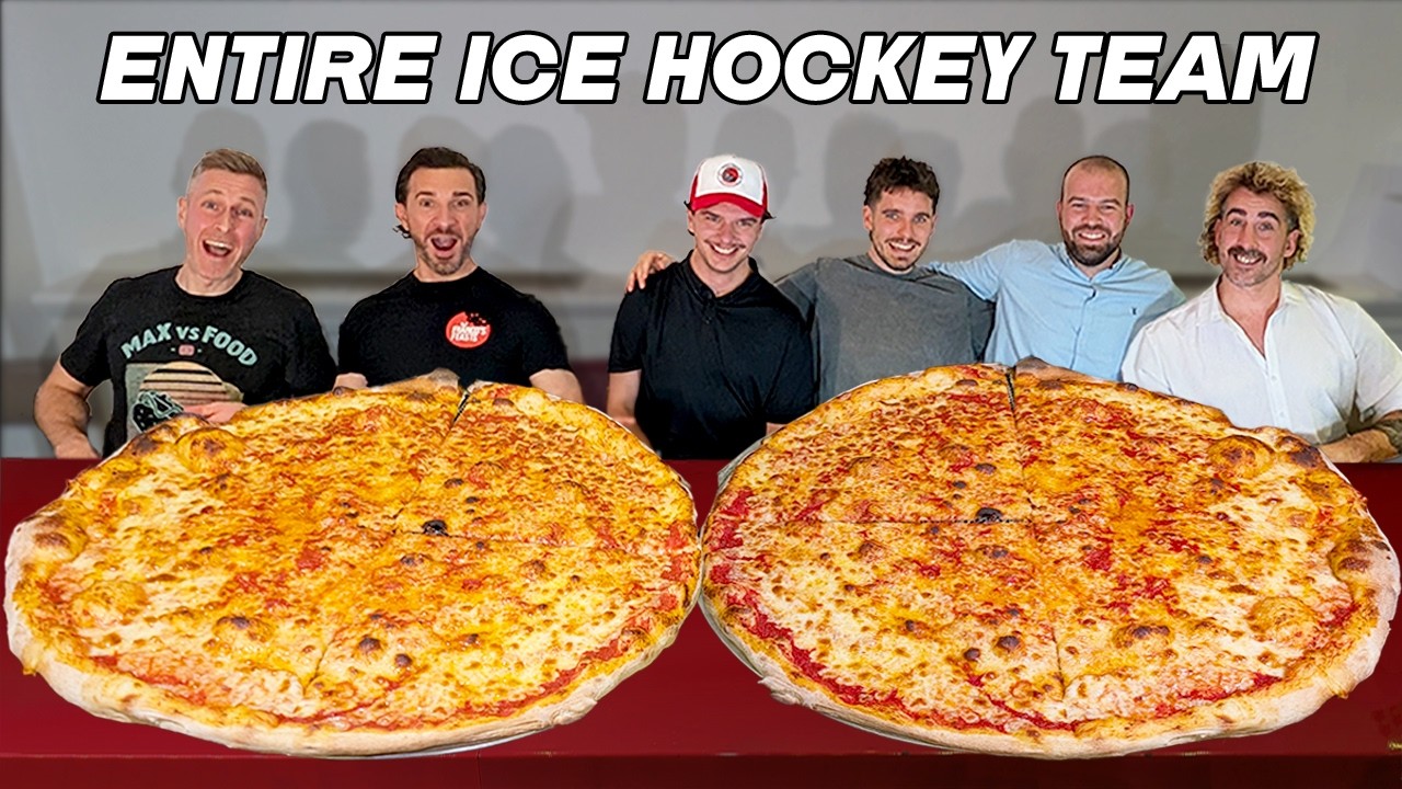 THEY CHEATED!? TAKING ON AN ICE HOCKEY TEAM AT ALL YOU CAN EAT PIZZA!