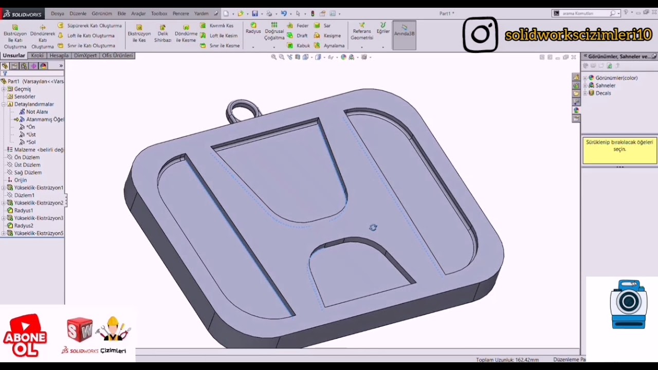 SolidWorks Honda Anahtarlık Çizimi