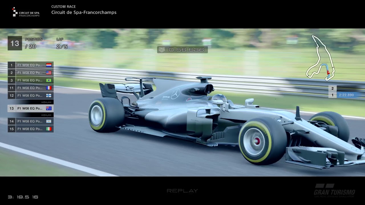 GT SPORT Mercedes F1 W08 @ Spa-Francorchamps