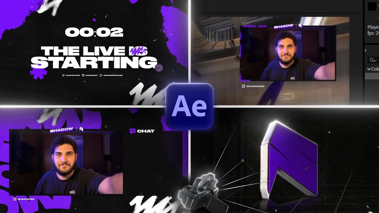 Aprenda PACK para STREAM (Live ON/Live OFF/Transição/Webcam) no After Effects