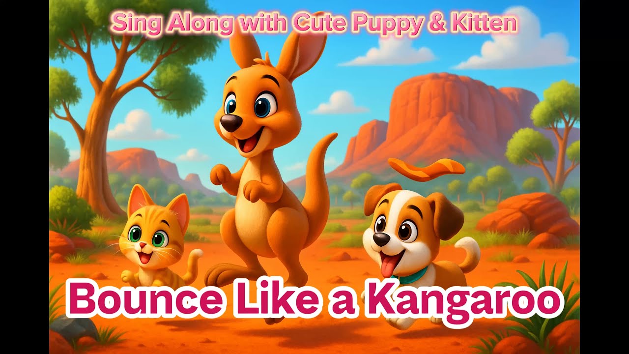 Bounce Like a Kangaroo | Sing Along with Cute Puppy & Kitten