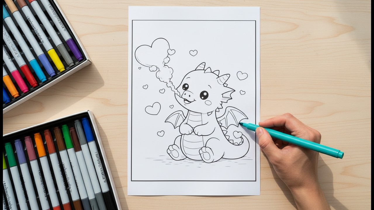 Cute Baby Dragon Coloring - Satisfying Marker Art