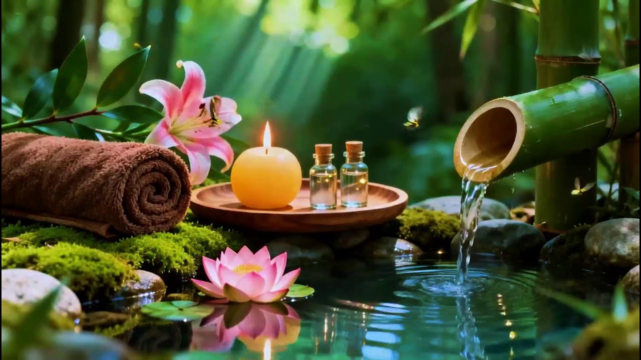 Relaxing Sleep Music with Bamboo Water Sound🌿Insomnia Relief,Calm Anxiety,Stress Relief & Meditation