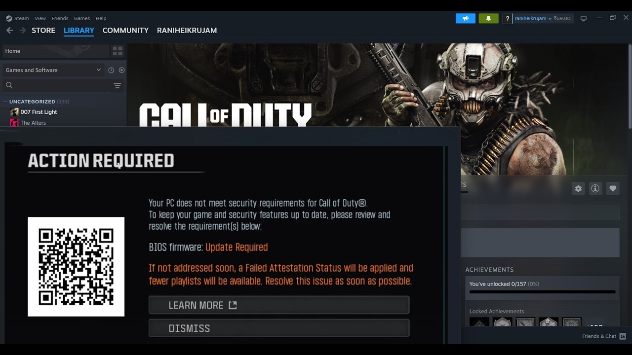 Исправление ошибки Call of Duty Warzone: требуется обновление прошивки BIOS/не пройдена проверка ...