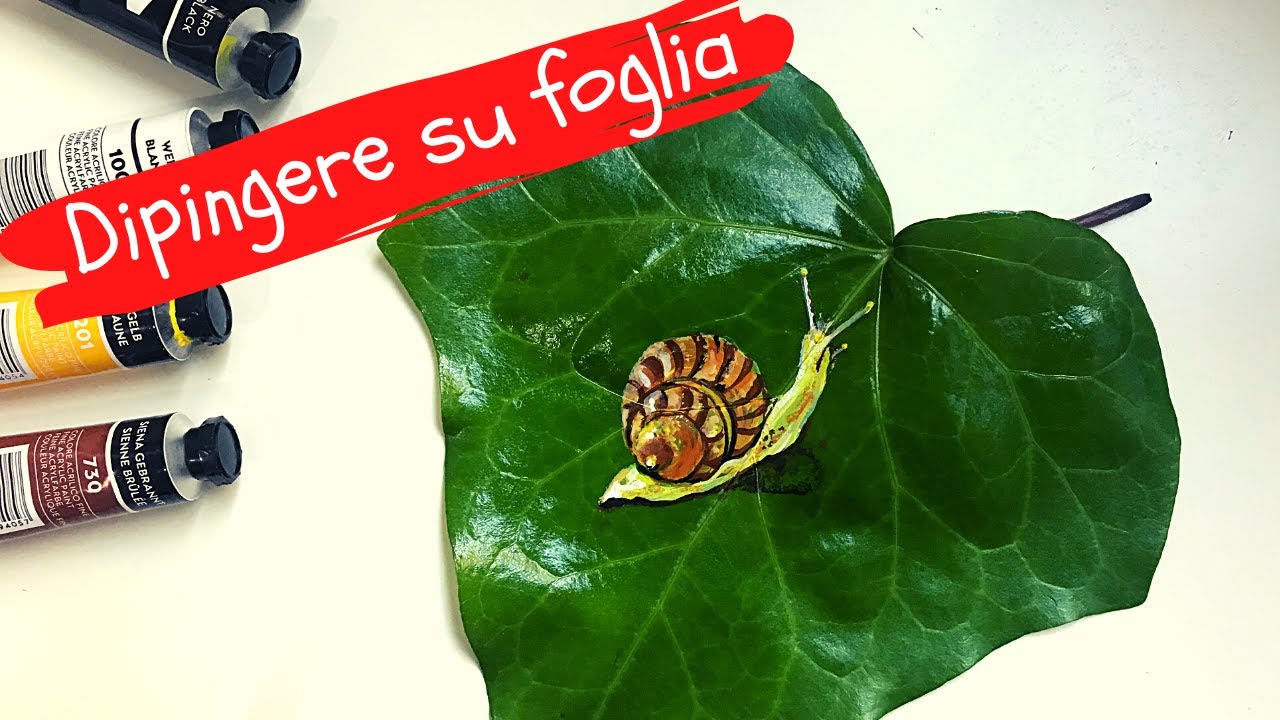 Pittura acrilica facilitata su foglia verde - lumaca