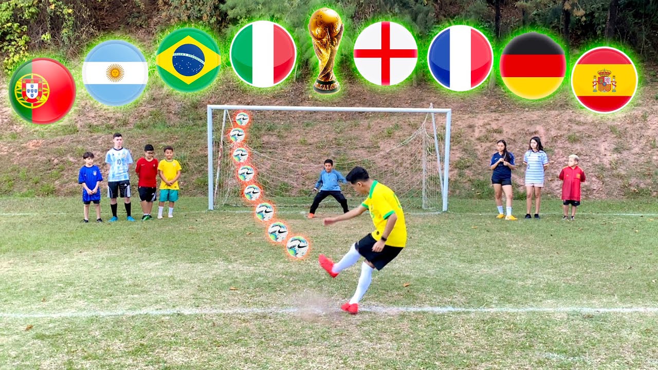 COMEÇOU A COPA DO MUNDO DE PÊNALTIS SÓ COM GOLAÇOS! DESAFIOS DE FUTEBOL ‹ Rikinho ›