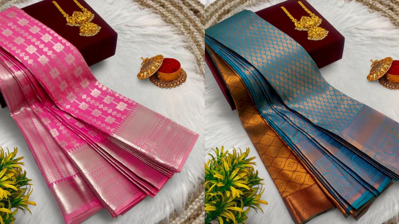 🧚‍♀️ELITE BRIDAL PICK & PICK FANCY SILK SAREES👸Bridal silk material 👸Real 3D Embosed Body👸