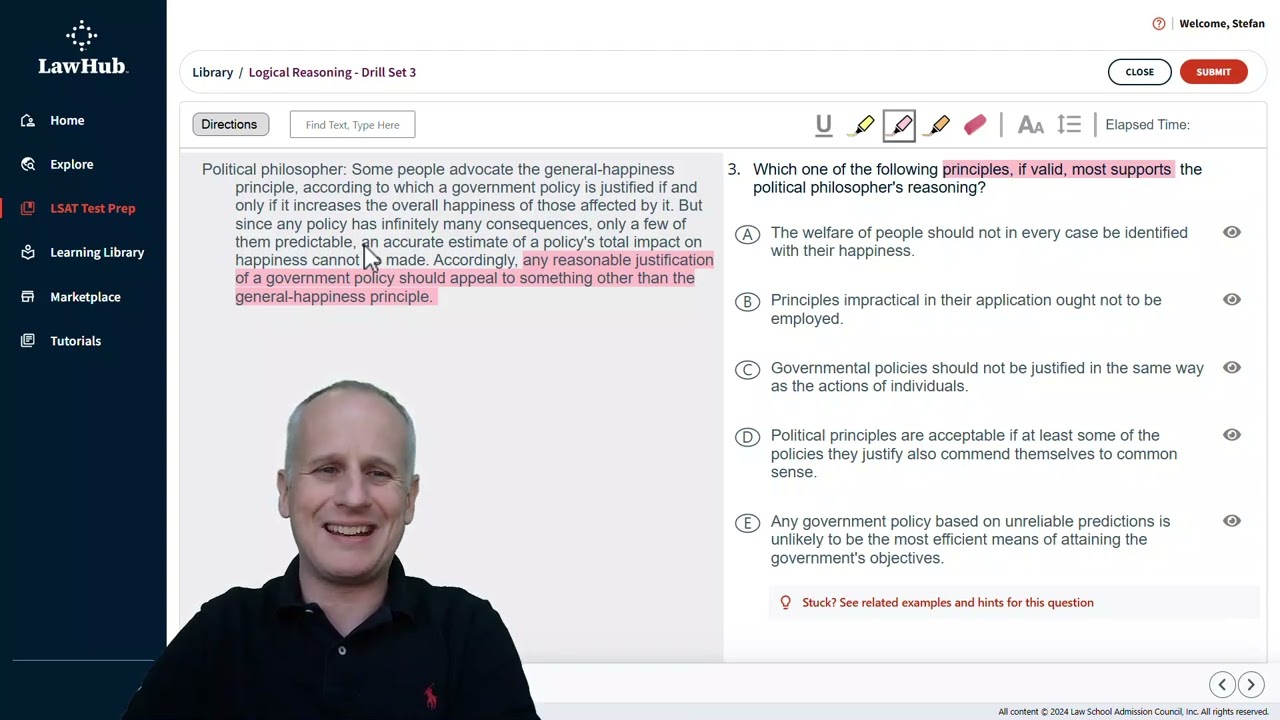 Как применить принцип для обоснования аргумента LSAT с помощью набора упражнений по логическому м...