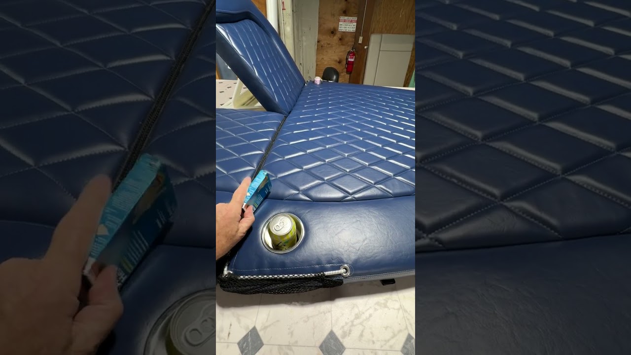 Custom Fitted Tilt-Up Bow Cushions; Marine upholstery made to fit your boat!