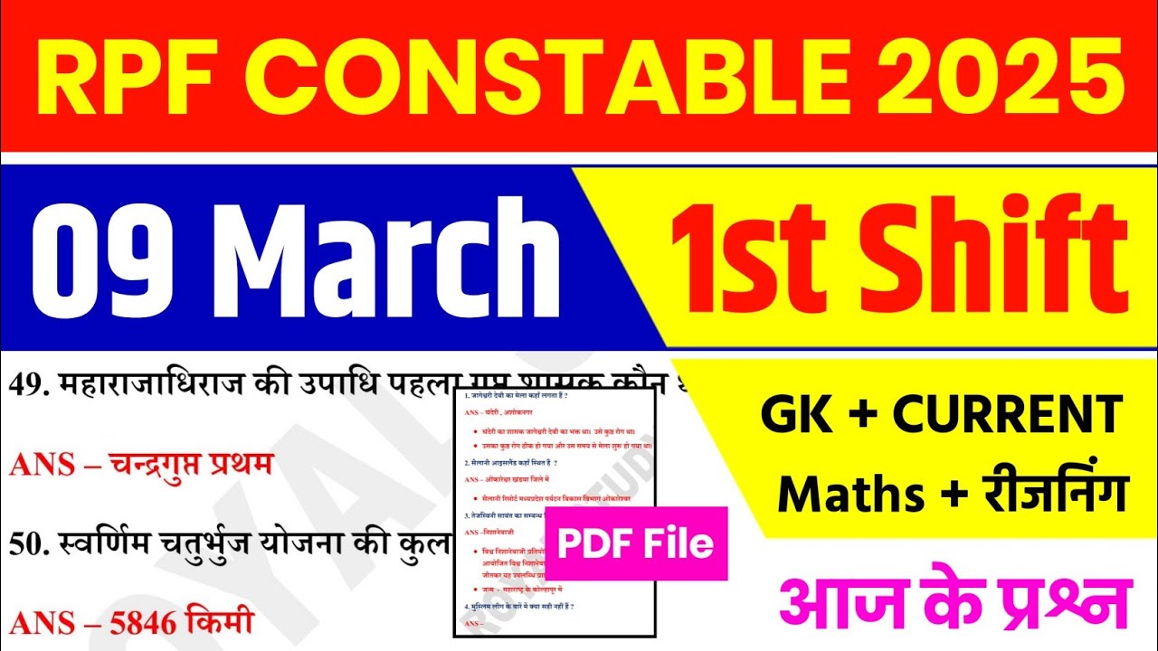 RPF CONSTABLE 09 March 1st Shift Analysis 2025 | RPF CONSTABLE EXAM Analysis 2025 | RPF ANALYSIS