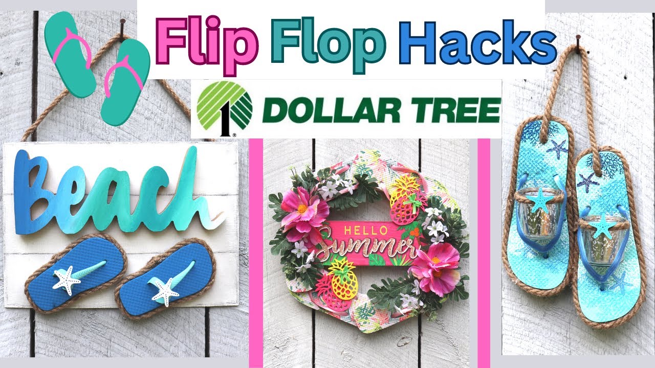 Dollar Tree FLIPS FLOPS *FUN* SUMMER DIY's  | Coastal Home Decor DIY Beach FLIP FLOP Craft Hacks