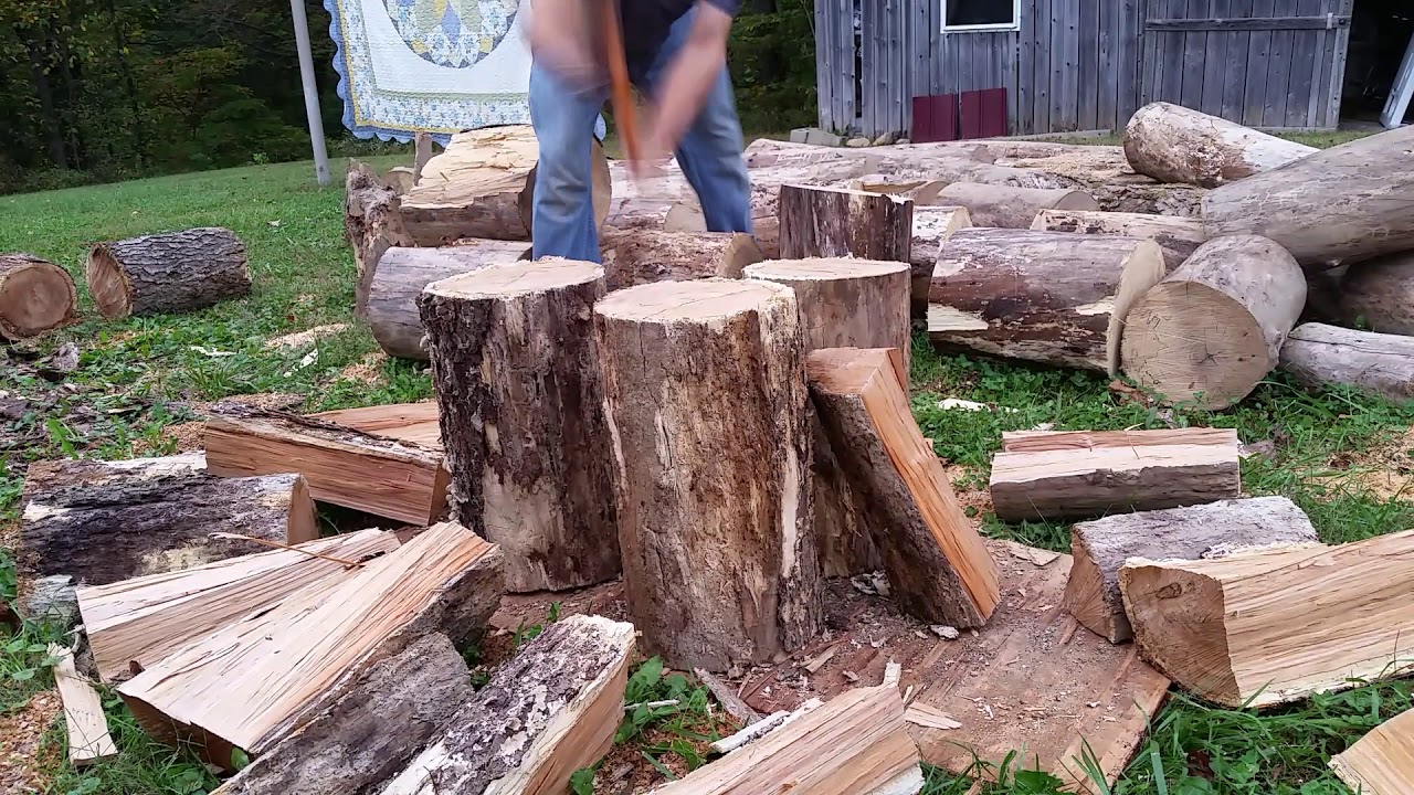 Fiskars x27 splitting axe on seasoned cherry firewood 5 STAR rating
