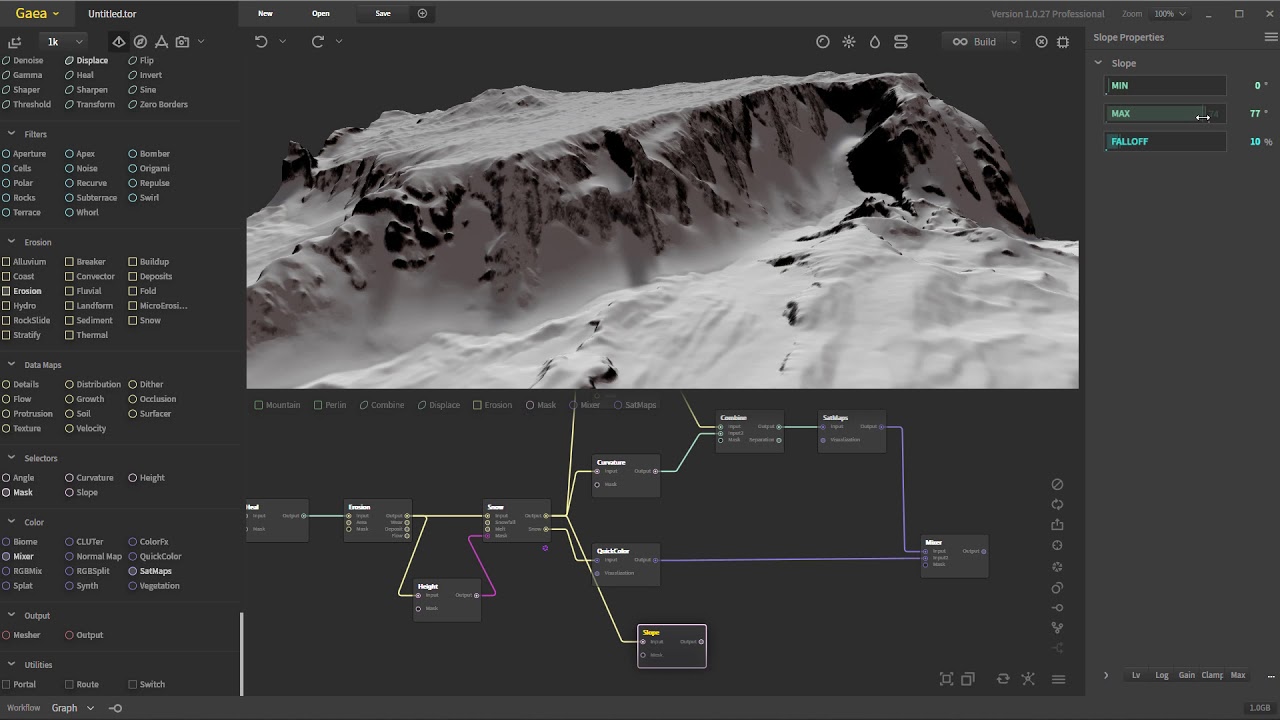 Gaea and Octane Render Time lapse #1: Basic Landscape
