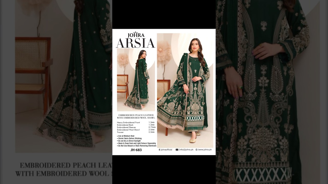 EMBROIDERED PEACH LEATHER WITH EMBROIDERD WOOL SHAWL #johrawinter #johra #shortvideo #shorts