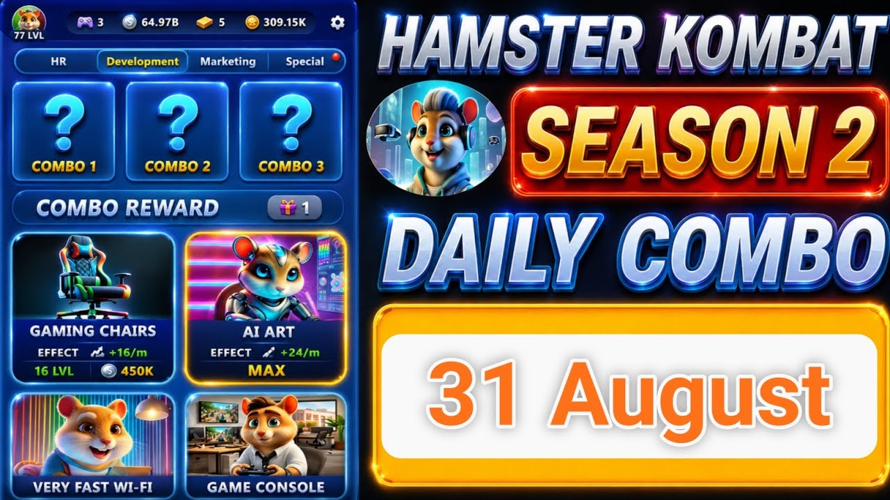Hamster Kombat Gamedev Daily Combo | Hamster Kombat Gamedev Today Combo 31 August 