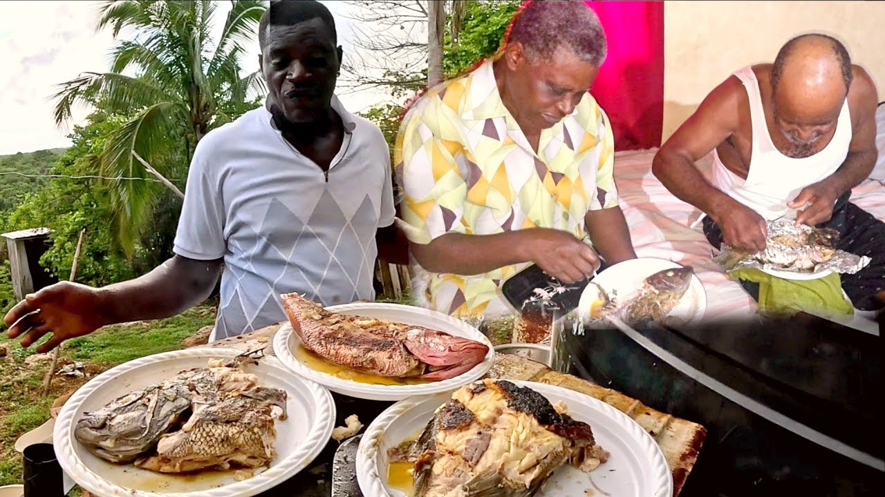 Visiting my mother me and Stephanie and preparing roasted fish for them to enjoy