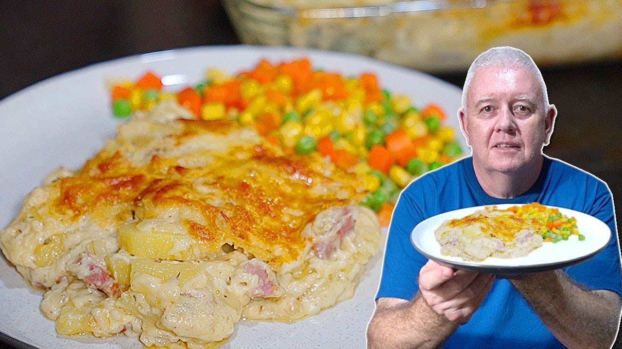 Ham and Potato Bake with Cheddar Crust