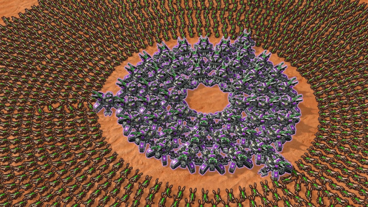500 Zerglings with a perfect surround vs 50 Siege Tanks [Daily StarCraft Brawl]