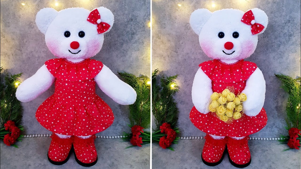 😍Делаем плюшевого мишку из пластиковой бутылки/❤Стоит на собственных лапках/💥Рост 45 см