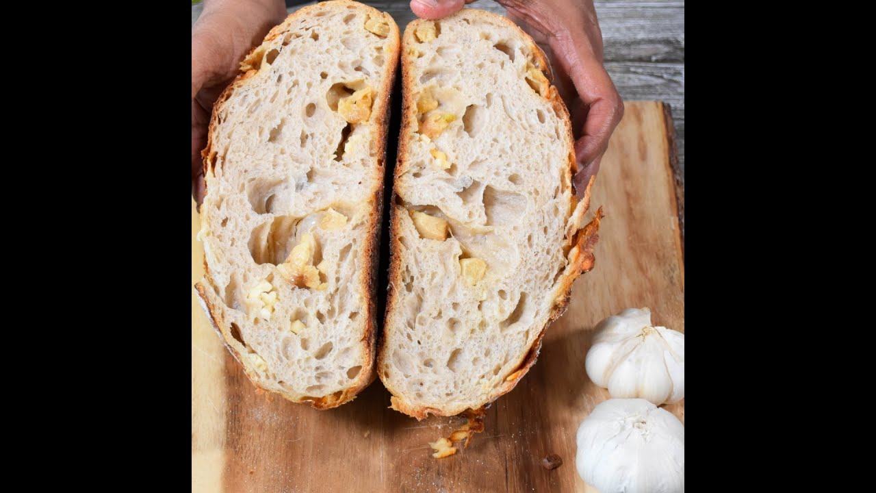 Roasted Garlic and asiago sourdough bread
