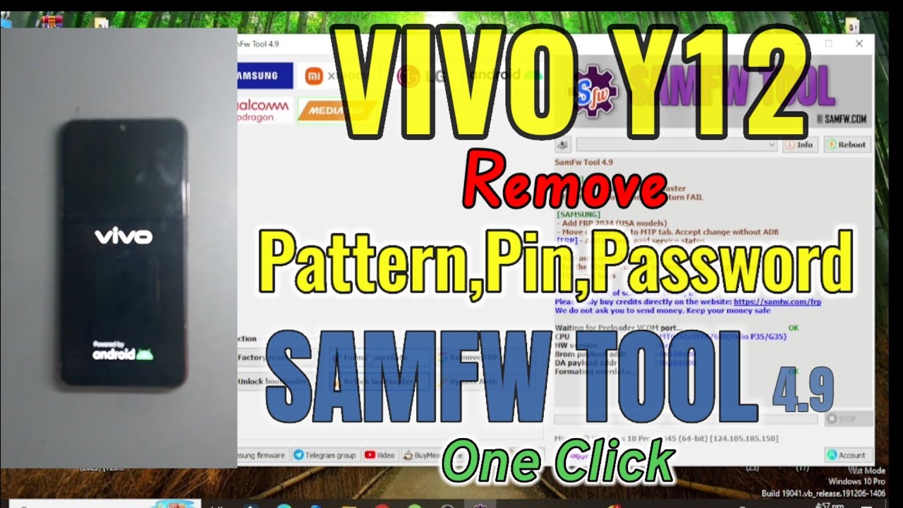 Vivo Y12 | Remove Pattern,Pin,Password | One Click | Free Tool | SamFw Tool 4.9