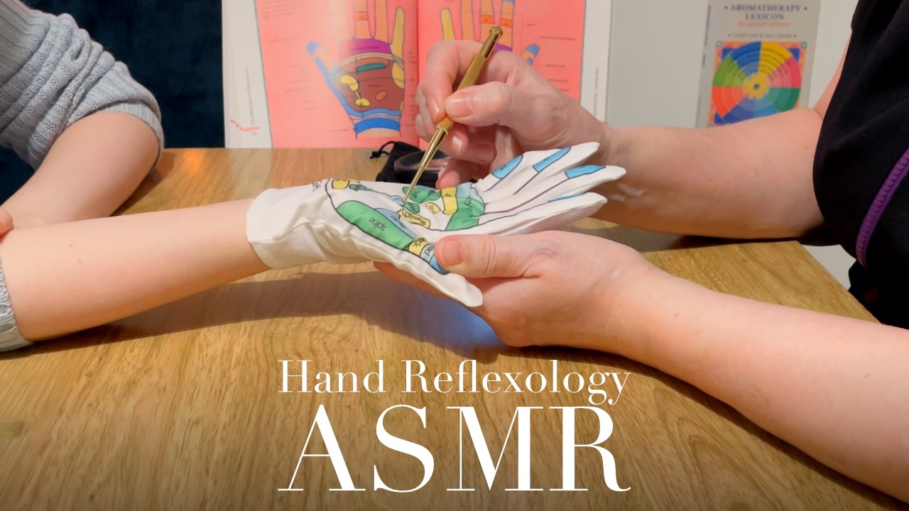 ASMR hand reflexology tracing using gloves (Unintentional ASMR, Real person ASMR)